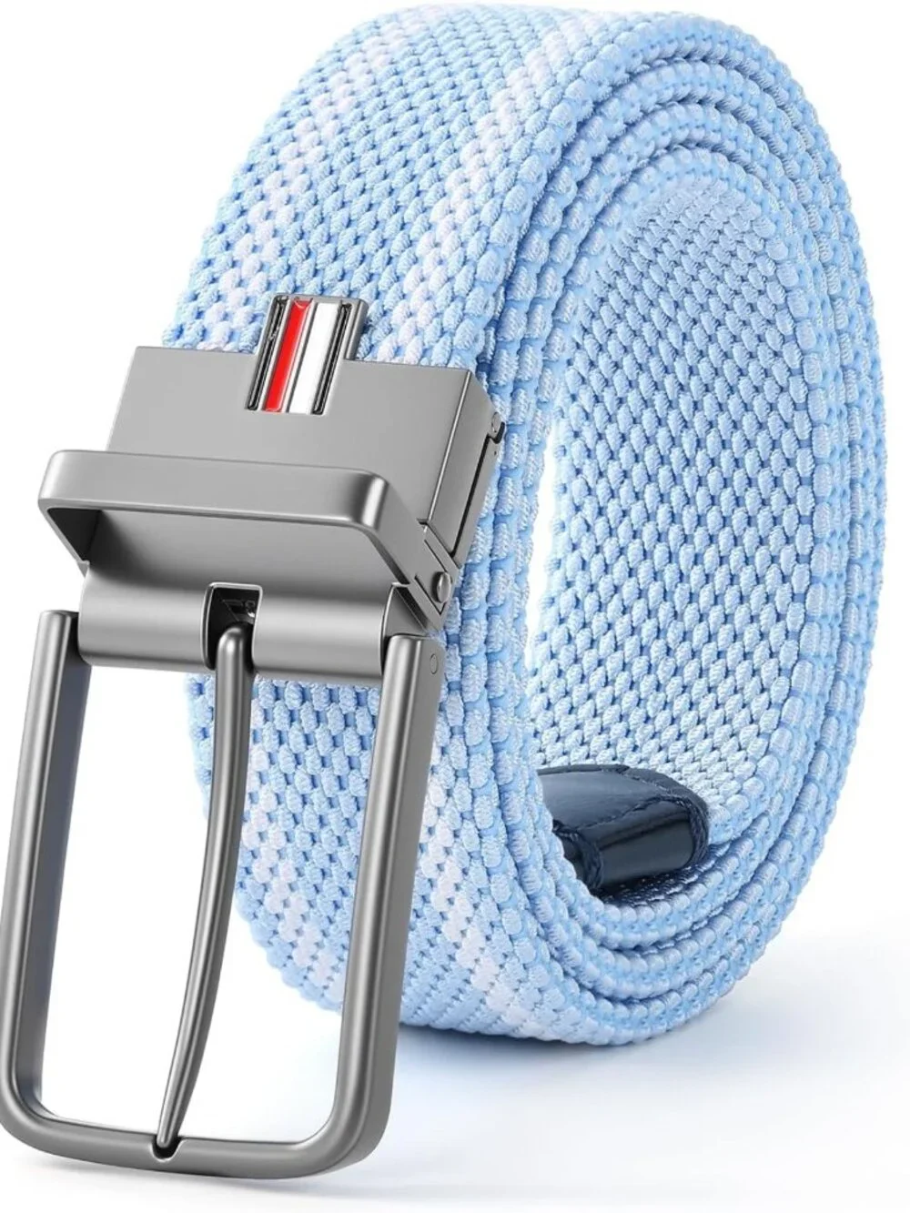Reversible 2-in-1 Stretch Braided Golf Belt for Men, Holeless Elastic Web, 1.3